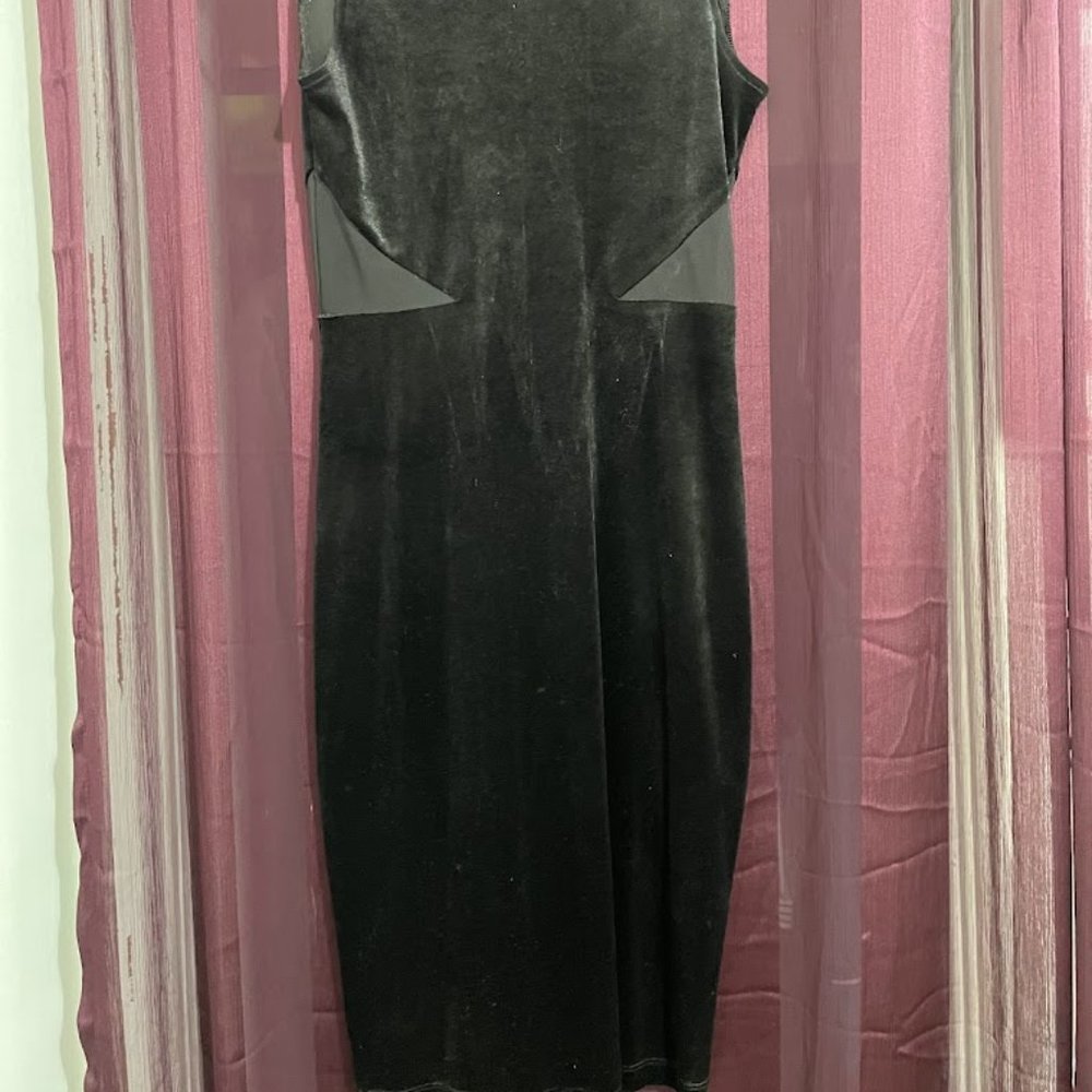 French Connection Black Mesh Velvet Cut out dress - Size 4